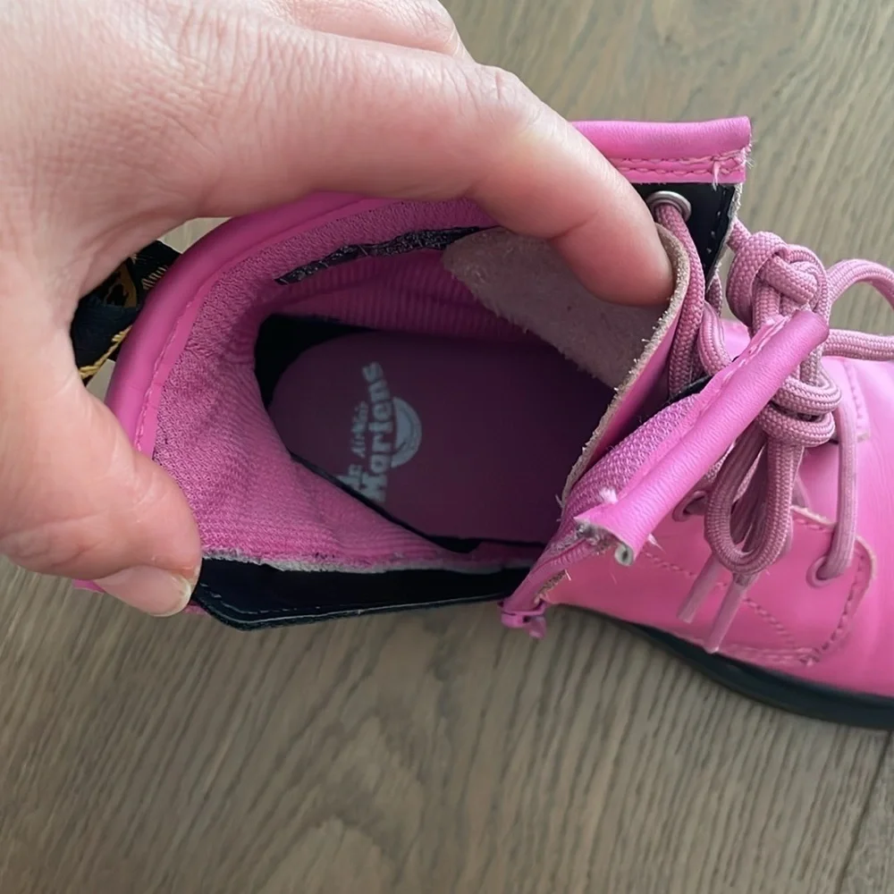 Dr. Martens Kids Leather Lace Up Boots Pink Size 13 US